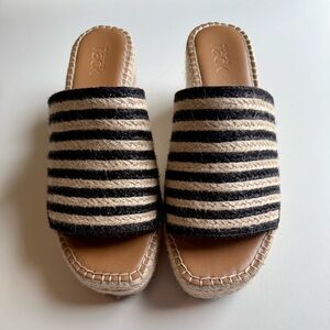 Nordstrom Rack Claire Jute Wedge Slide Sandal Beige black stripe Women’s 7